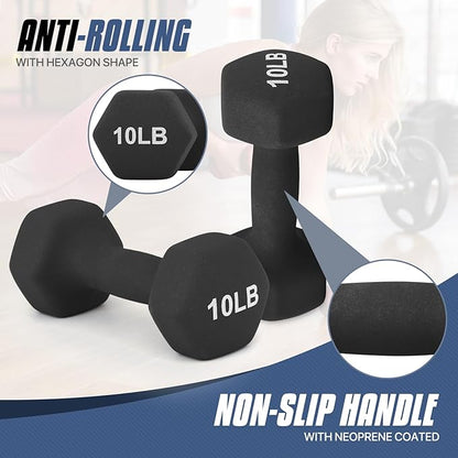 MADOG Dumbbell Set, Anti-Slip Neoprene Coated Hexagon Hand Weights for Home Gym Equipment Workouts Strength Training Amazon's Choice