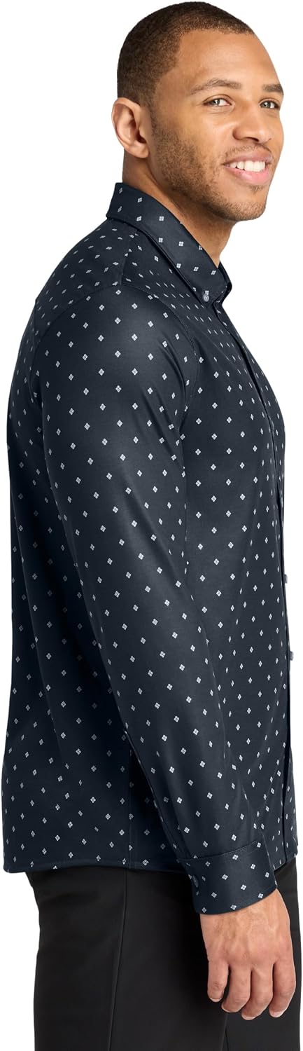 Unisex Stretch Jersey Long Sleeve Shirt | Button Down Work Shirt for Men & Women, Long Sleeve Jersey Top
