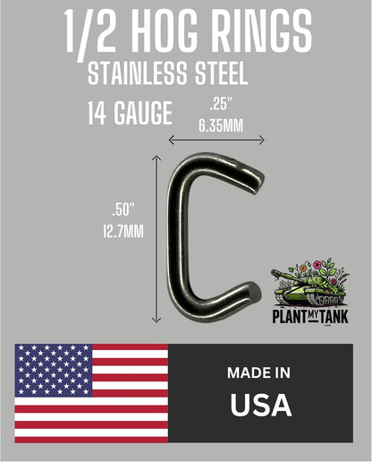 1/2 Stainless Steel Hog Rings for Crab pots, Cages, Traps, Fencing, Sausage Casings, Rabbit Cages (100 Count bag-3oz)