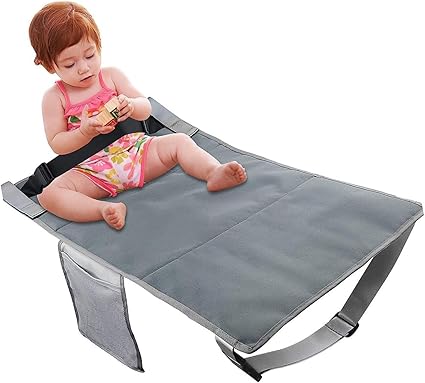 Kids Airplane Seat Extender Travel Bed, Nylon Airplane Foot Rest, Gray