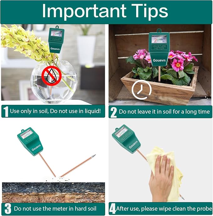 Long Probe Soil Moisture Meter for Plants, Plant Moisture Meter for House Plants, Plant Water Meter for Indoor  Outdoor Large Potted Plants, Hygrometer Gardening Gifts - No Battery Needed