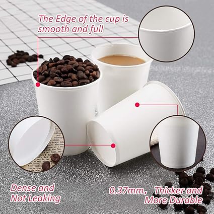 Paper Cups, 100 Count 8 Oz Coffee Cups, 8 Oz Paper Cups White Water Cups, 100 Count (Pack of 1)