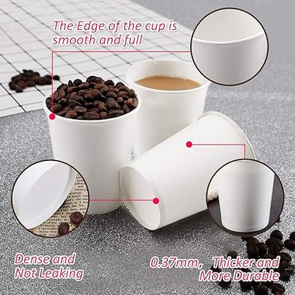 Paper Cups, 100 Count 8 Oz Coffee Cups, 8 Oz Paper Cups White Water Cups, 100 Count (Pack of 1)