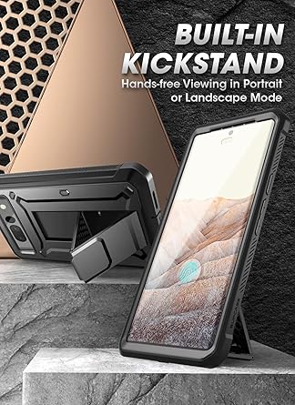 SUPCASE Unicorn Beetle Pro Series Case for Google Pixel 7 Pro (2022 Release), Full-Body Rugged Belt-Clip  Kickstand Case with Built-in Screen Protector (Black)