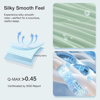 Monbix ChillChilla Cooling Comforter Queen Size-1 Pieces Cooling Blankets for Hot Sleepers and Night Sweats, Double-Sided Summer Queen Comforter , Breathable Lightweight Blanket Grey Only