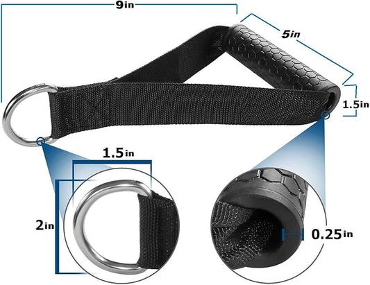 Exercise Cable Handles,Cable Machine Attachment Handles,Cable Handles Compatible with Cable Machines,Super Strong Nylon Webbing for Resistance Training(1 Pairs)
