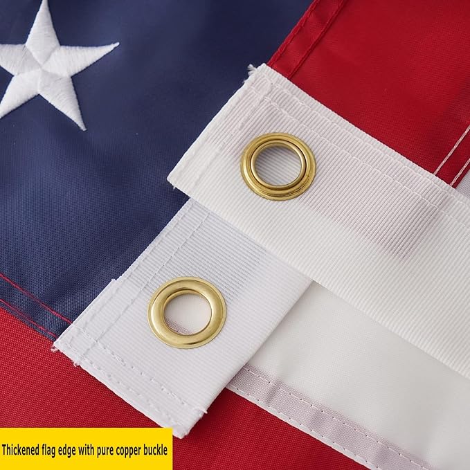 American Flags for Outside 3x5 Ft Embroidered Stars USA Flag Striped patchwork sewing 150D Nylon Waterproof UV Resistant with Brass Grommets Tear Resistant US Flags for Outdoors