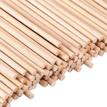 Wooden Dowel Rods 18 x 6 Inch Unfinished Natural Wood Craft Dowel Rods, 100 Pieces