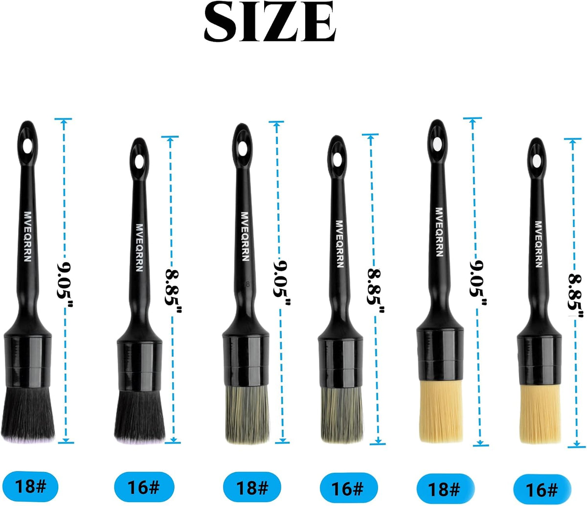 Car Detailing Brush Set-2pcs Boars Hair Car Detailing Brushes,2pcs Ultra Soft No Scratch Detailing Brush for Air Vent,Leather Seat 2pcs Detail Brushes car Detailing for Interior Exterior (6 PCs)
