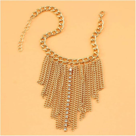ZZSRJ Gold Multicolor Chain Women Beach Crystal Anklet Leg Chain Women's Accessories (Metal Color : 1, Size : One)