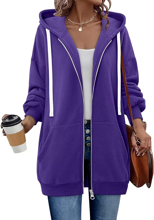 StunShow Womens Zip Up Hoodies Y2k Drawstring Sweatshirt Casual 2026 Fleece Jacket with Pocket