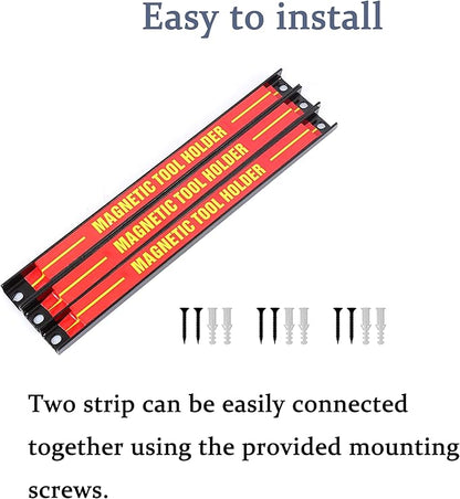 Magnetic Tool Holder Strip Magnetic Storage Organizer Duty Magnet Tool Bar Strip Rack Wall Mount Heavy Duty Magnetic Tool for Garage Home Workshop 3PCS 18"", red