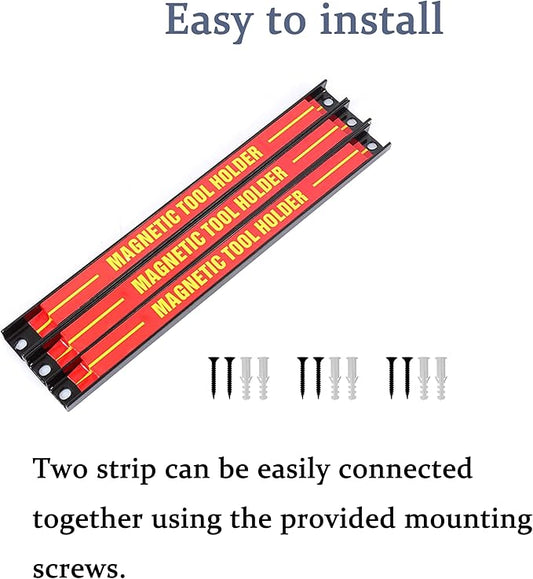 Magnetic Tool Holder Strip Magnetic Storage Organizer Duty Magnet Tool Bar Strip Rack Wall Mount Heavy Duty Magnetic Tool for Garage Home Workshop 3PCS 18"", red