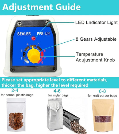 Impulse Sealer 16 Inch Heat Sealer Mylar Bag Sealer Machine, Manual Poly Plastic Bag Sealer Heat Seal with 4 Replacement Elements Parts(2 Cutting Lines Included)