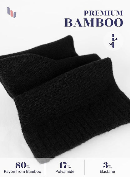 Hugh Ugoli Diabetic Socks for Men, Loose Ankle Socks, Bamboo, Extra-Wide, Thin, Seamless Toe, Non-Binding Top, 4 or 8 Pairs