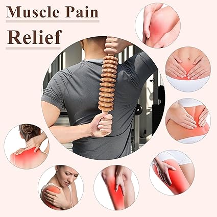 Wood Massage Roller Wood Therapy Massage Tools Body Roller Cellulite Roller Fascia Blaster Wooden Massager for Lymphatic Drainage, Maderoterapia, Pain Relief(Curved)