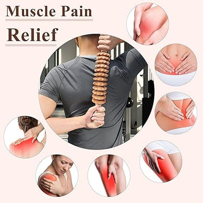 Wood Massage Roller Wood Therapy Massage Tools Body Roller Cellulite Roller Fascia Blaster Wooden Massager for Lymphatic Drainage, Maderoterapia, Pain Relief(Curved)