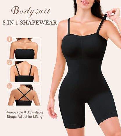 HEPOE Strapless Shapewear for Women, Full Shape Wear Tummy Control Bodysuit, Seamless Slimming Body Shaper.