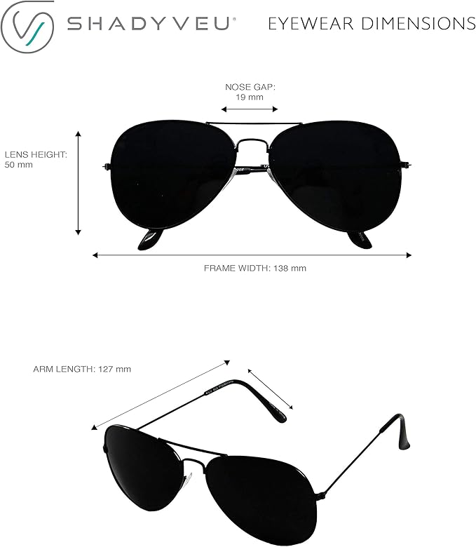 ShadyVEU Smoke Lens Pilot Sunglasses Retro UV400 Classic Metal Frame Shades