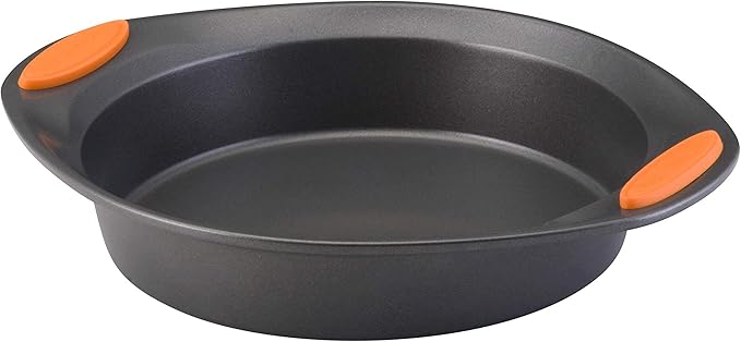 Rachael Ray Yum -o! Nonstick Bakeware Baking Pan With Grips / Nonstick Cake Pan With Grips, Round - 9 Inch, Gray