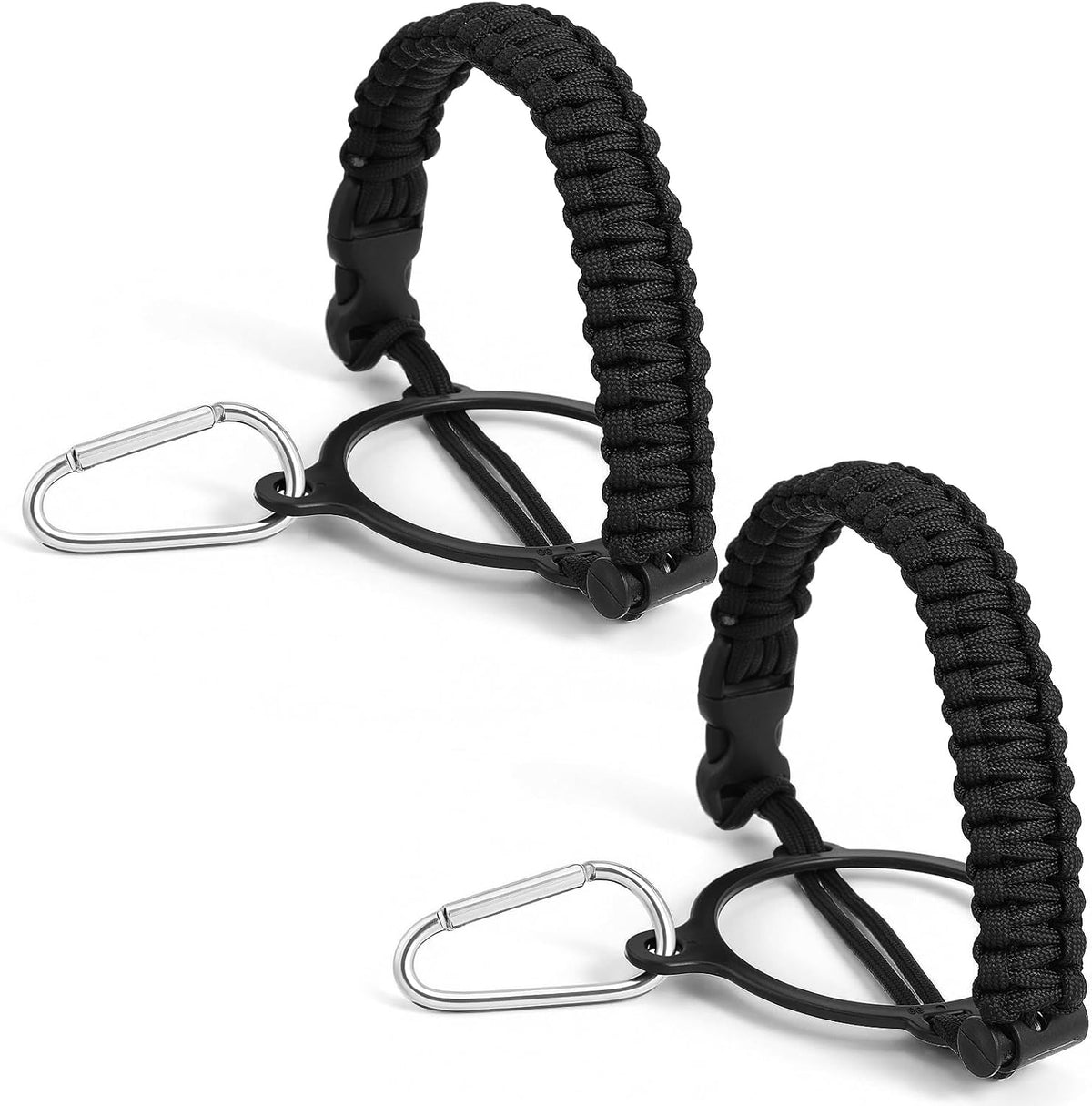 Nogeqi 2 Pcs Water Bottle Handle Strap Paracord Handle with Carabiner Strap Cord, Fit Wide Mouth Water Bottles 12oz to 64oz