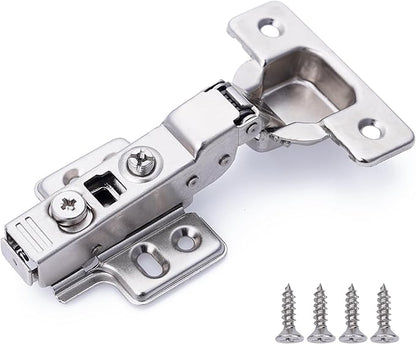 DecoBasics Half Overlay Soft Close Cabinet Hinges for Kitchen Cabinets (2 Pcs) -105 Frameless Concealed Cabinet Door Hinge -3 Way Adjustability -Clip on Plate  Matching Screw for Easy Installation