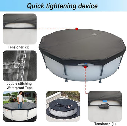14 Ft Pool Cover with Automatic Drain Above Ground Pool Cover, Easy Installation Round Pool Cover Protector, Round Hot Tub Cover Ideal for hydrophilic and Dustproof Winter Pool Cover