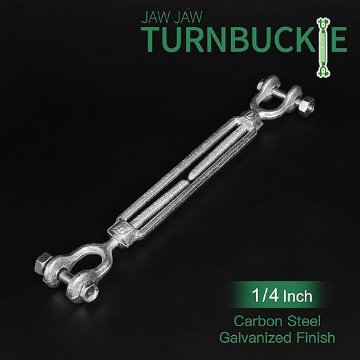 14" Jaw Jaw Turnbuckle Galvanized Jaw and Jaw Turnbuckle, Jaw Jaw Closed Body Marine Turnbuckle Jaw, 2000lbs Working Load Limit, Durable for Wire Rope Cable (14" x 4")