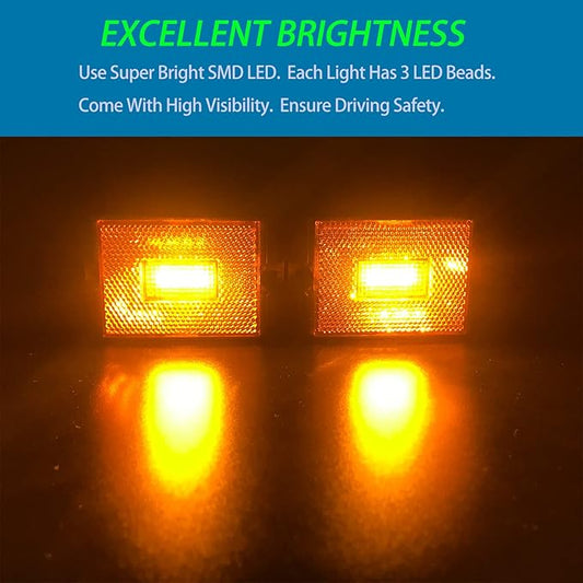 Led Trailer Marker Lights, Trailer Amber Side Marker Lights, Rectangular Light Reflectors For Trailers, Dot Approval Trailer Clearance Lights, Utility Trailer Running Lights, 2Pack