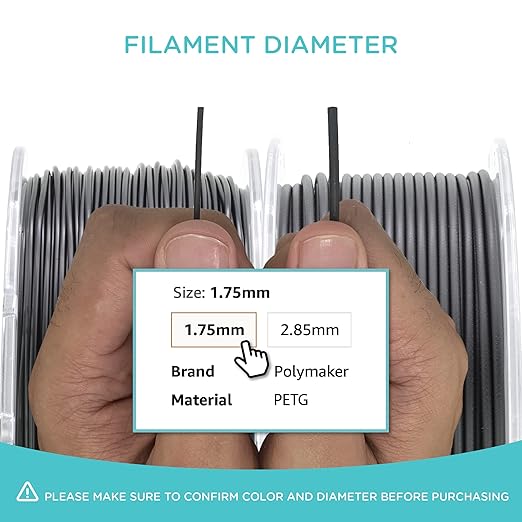 Polymaker PETG Filament 1.75mm 1kg Black 3D Printer Filament, PolyLite PETG 3D Printing Filament 1.75mm, Dimensional Accuracy - 0.03mm, Print with Most 3D Printers