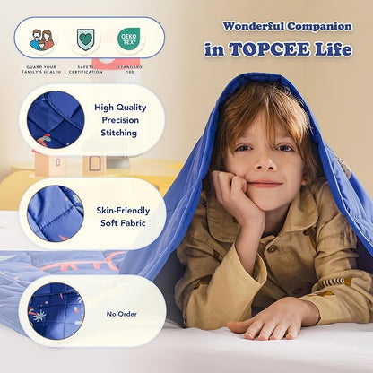Topcee Weighted Blanket (5lbs 36"x48") Heavy Weighted Blanket Cooling Blanket for Sleeping Perfect for 40-60 lbs,Throw Size Breathable Blanket with Premium Glass Bead