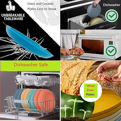Eco-friendly plate that is not breakable - Wheat straw fiber lightweight plate 4-piece set (Dark Green)