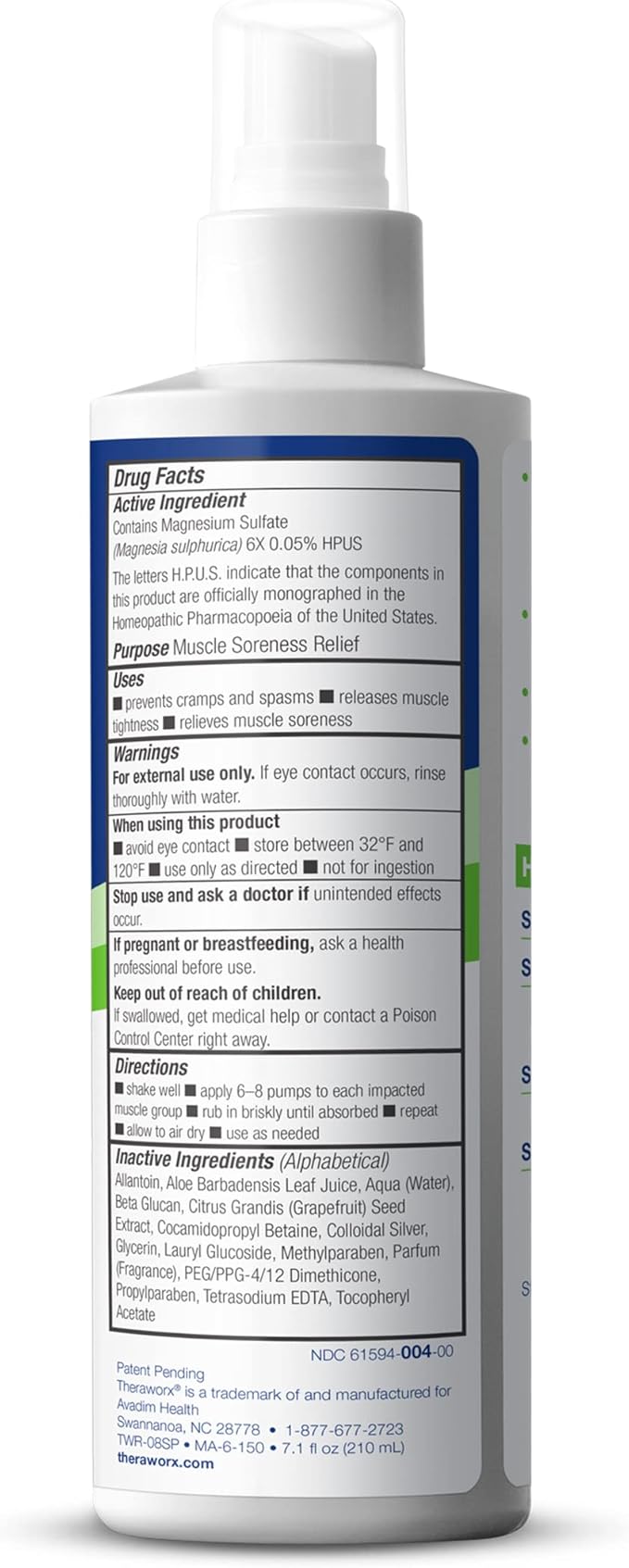 Theraworx Relief for Muscle Cramps Spray Fast-Acting Muscle Spasm, Leg Soreness with Magnesium Sulfate - 7.1 oz - 1 Count