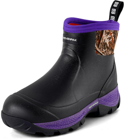 WOVENPAK Women's Rubber Garden Boots, Ankle Rain Boots with Steel Shank, Waterproof Insulated Yard Gardening Shoes for Mud Working Outdoor Size 6-11