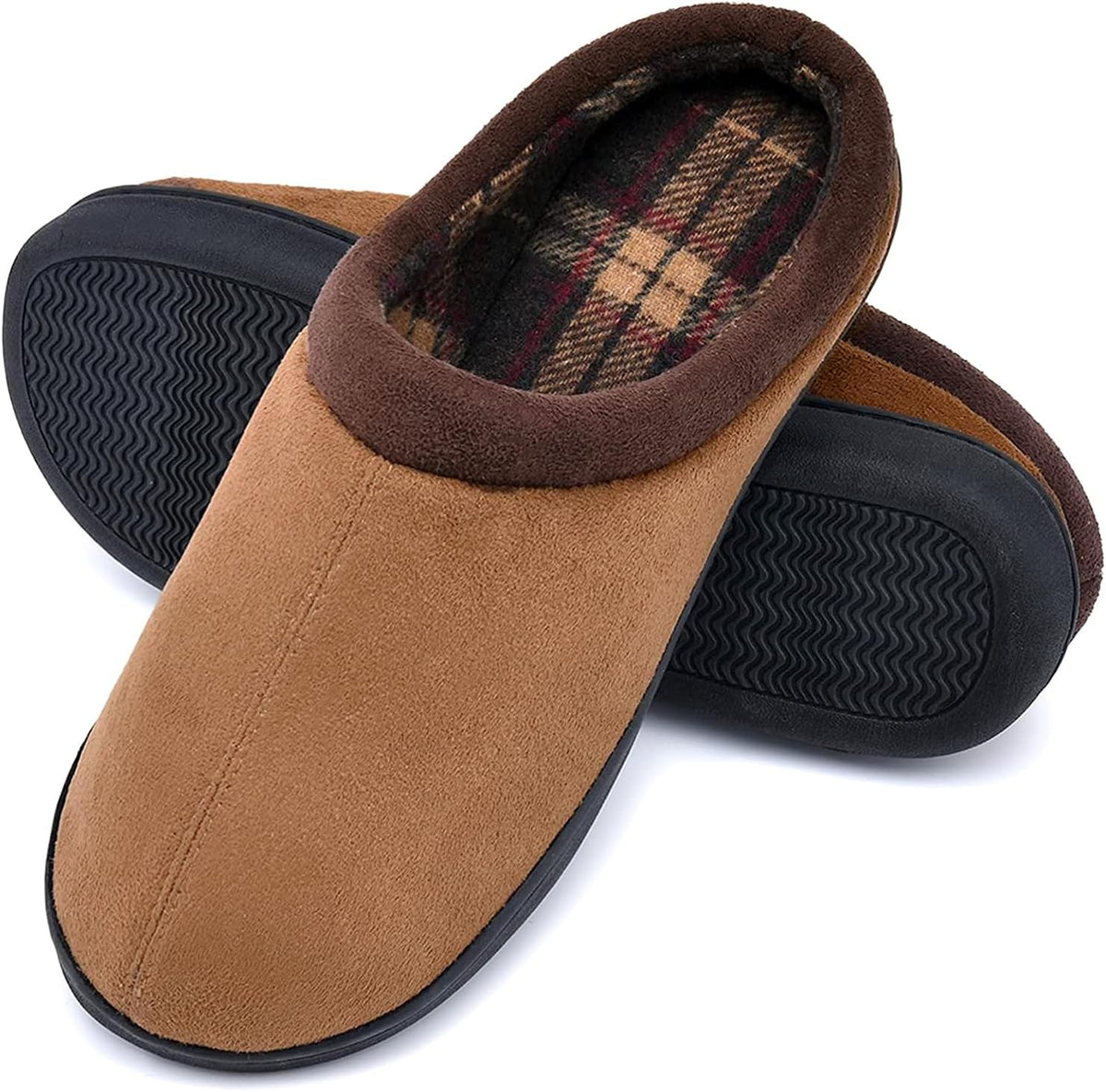 Memory Foam Mens Slippers Slip-On Comfy House Slippers for Men Indoor Outdoor Non-Slip Warm Winter Men’s Bedroom Slippers