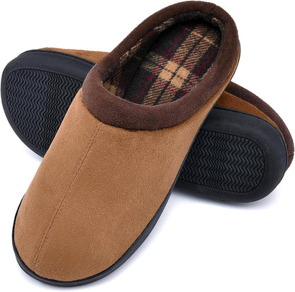 Memory Foam Mens Slippers Slip-On Comfy House Slippers for Men Indoor Outdoor Non-Slip Warm Winter Men’s Bedroom Slippers