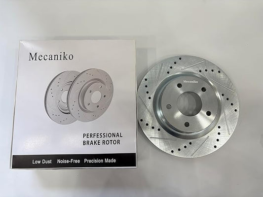 Front 11.10" Drilled and Slotted Brake Rotors Compatible with 1998-2017 Honda Accord, 2002-2004 CR-Z, 2006-2021 Civic, 2003-2011 Element, 2016 CR-V, 06-11 Acura CSX, 14-15 ILX Brakes, 31257