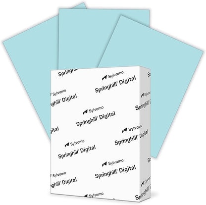 Springhill 8.5Au x 11Au Blue Colored Cardstock Paper, 67lb Vellum Bristol, 147gsm, 250 Sheets (1 Ream) Ai Premium Lightweight Cardstock, Vellum Printer Paper with Textured Finish Ai 026000R