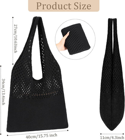 Sightor Crochet Tote Bag, Mesh Beach Bag Knit Summer Hobo Bag Vacation Boho Tote Bag for Women.