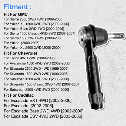 ES3493T ES3493 Tie Rod End Front Outer Steering Fit for Silverado 1500 Tahoe XL Yukon Base Avalanche Classic ESV Suburban Escalade EXT Sierra 2WD 4WD Compatible with Chevrolet GMC Cadillac