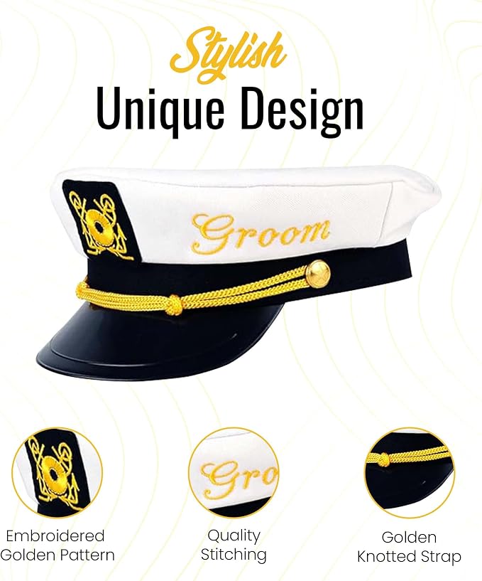 Brosash Bachelor Party Captain's Hat - Groom to Be Nautical Bachelor Hat | Funny Accessory Boats n' Hoes Bridal Shower