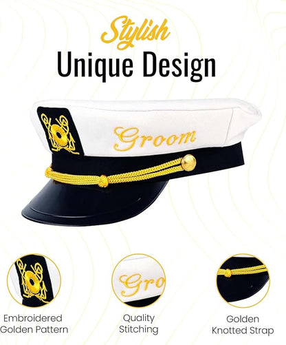 Brosash Bachelor Party Captain's Hat - Groom to Be Nautical Bachelor Hat | Funny Accessory Boats n' Hoes Bridal Shower
