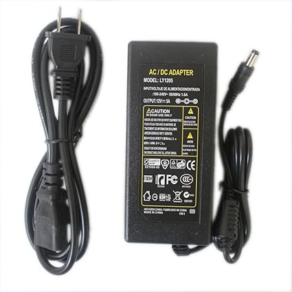 JOYLIT 12V 5A Power Supply Adapter 60W, AC 100-240V Convert to DC 12 Volt 5 Amp 60 Watt Transformer 2.1mm X 5.5mm DC Plug LED Driver for 12V LED Strip Lights, CCTV, Router