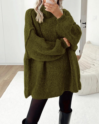 BTFBM Women's Mock Neck Cable Knit Oversized Sweater