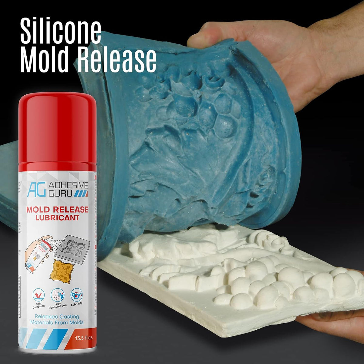 Adhesive Guru Silicone Mold Release Spray for Epoxy Resin (2 x 13.5 fl oz) Aerosol Release Agent and Silicone Lubricant (2 Pack)