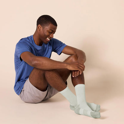 Essentials Men's Performance Cotton Cushioned Moisture Control Socks, Athletic Crew, Breathable, 6 Pairs ( 12-14 )