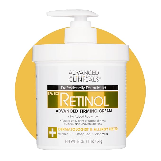 Advanced Clinicals Retinol Body Lotion  Face Moisturizer  Visible Anti Aging Skin Care Retinol Body Cream For Women  Men Targets Look Of Fine Lines, Wrinkles,  Crepe Looking Dry Skin, 16 Ounce