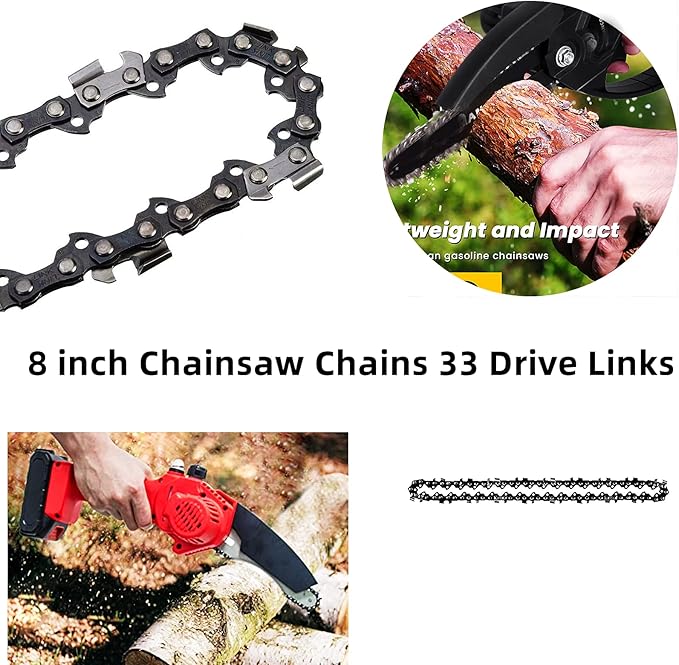 8 Inch Chainsaw Chain 38" LP Pitch .050" Gauge 33 Drive Links, 8 Inch Replacement Pole Saw Chains Compatible for Sun Joe SWJ800E SWJ806E, Chicago, Portland 62896, Greenworks, Oregon S33