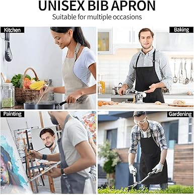 Apron With Pockets Cute Aprons Adjustable Neck Funny Waterproof And Oil-Proof Bib Fun Bibs Smock For Women Men