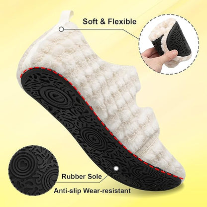 LeIsfIt Womens Mens Slippers Soft House Slippers Warm Fuzzy House Shoes Slipper Socks with Rubber Sole
